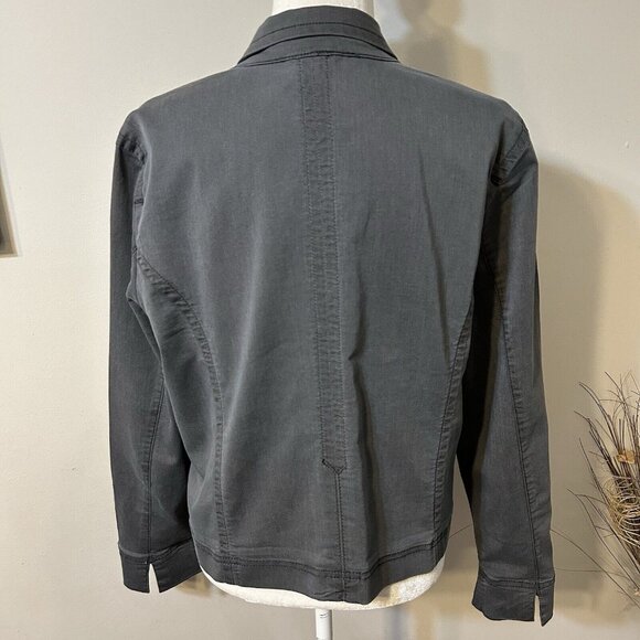 FDJ French Dressing Women Gray Jean Jacket Size XL Gold Button Front Stretch EUC - Picture 2 of 7